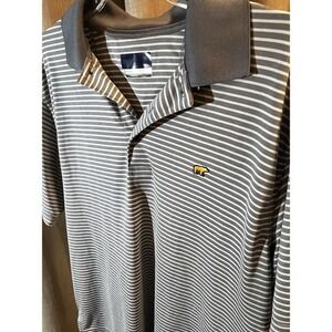 Jack Nicklaus Mens Size L Short Sleeve Polo Shirt‎ White With Gray Stripes